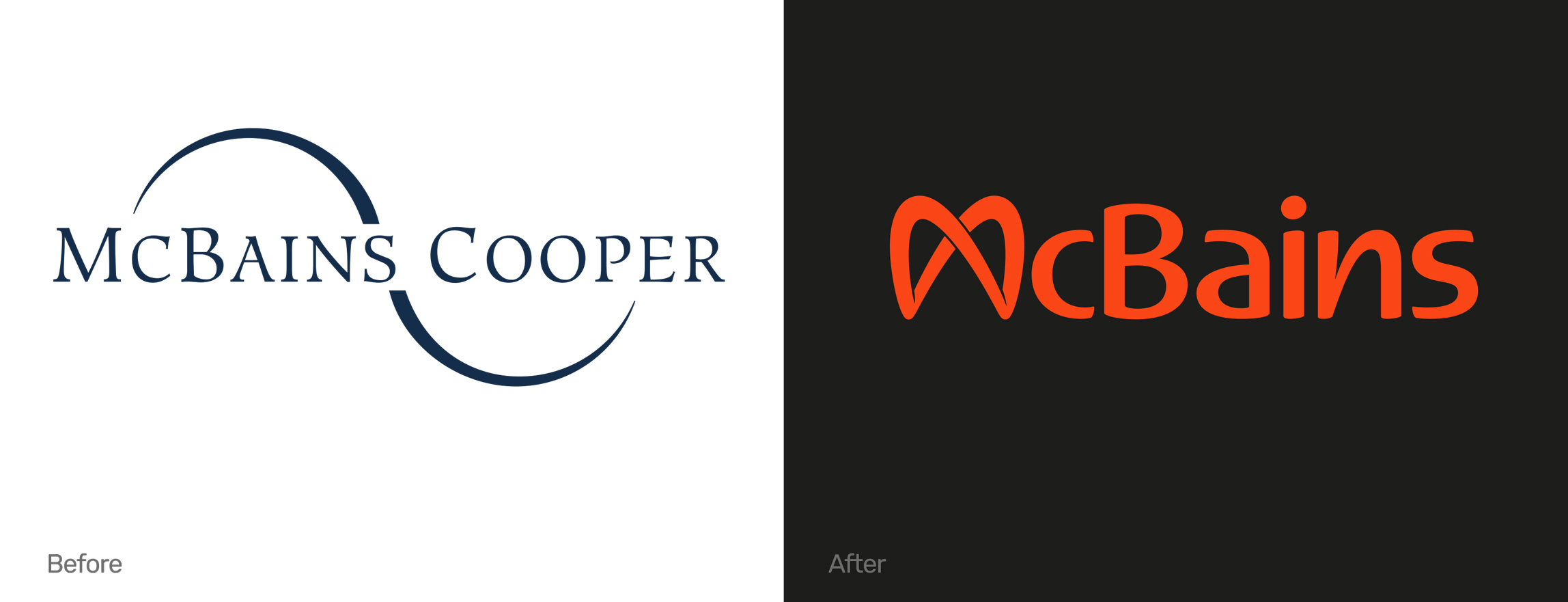 McBains Cooper rebrand before and after