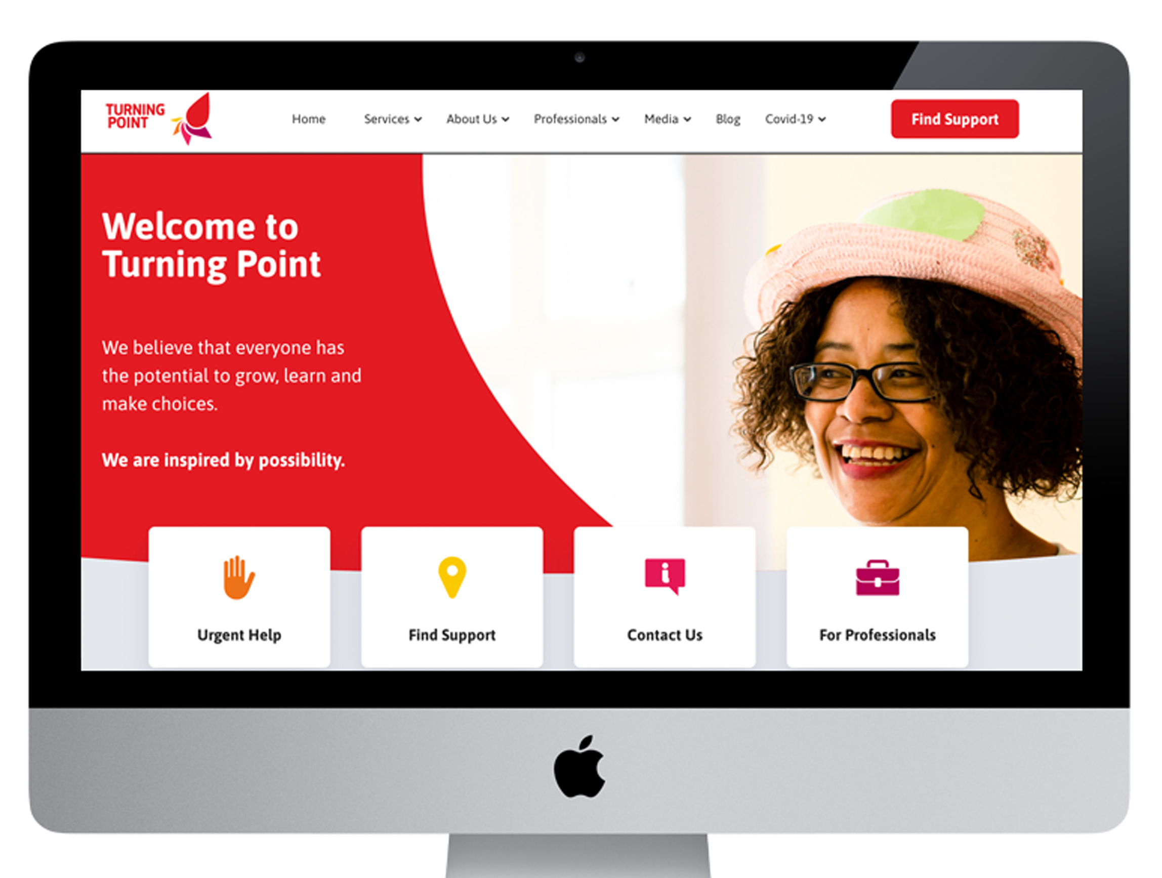 Turning Point Charity rebrand website homepage