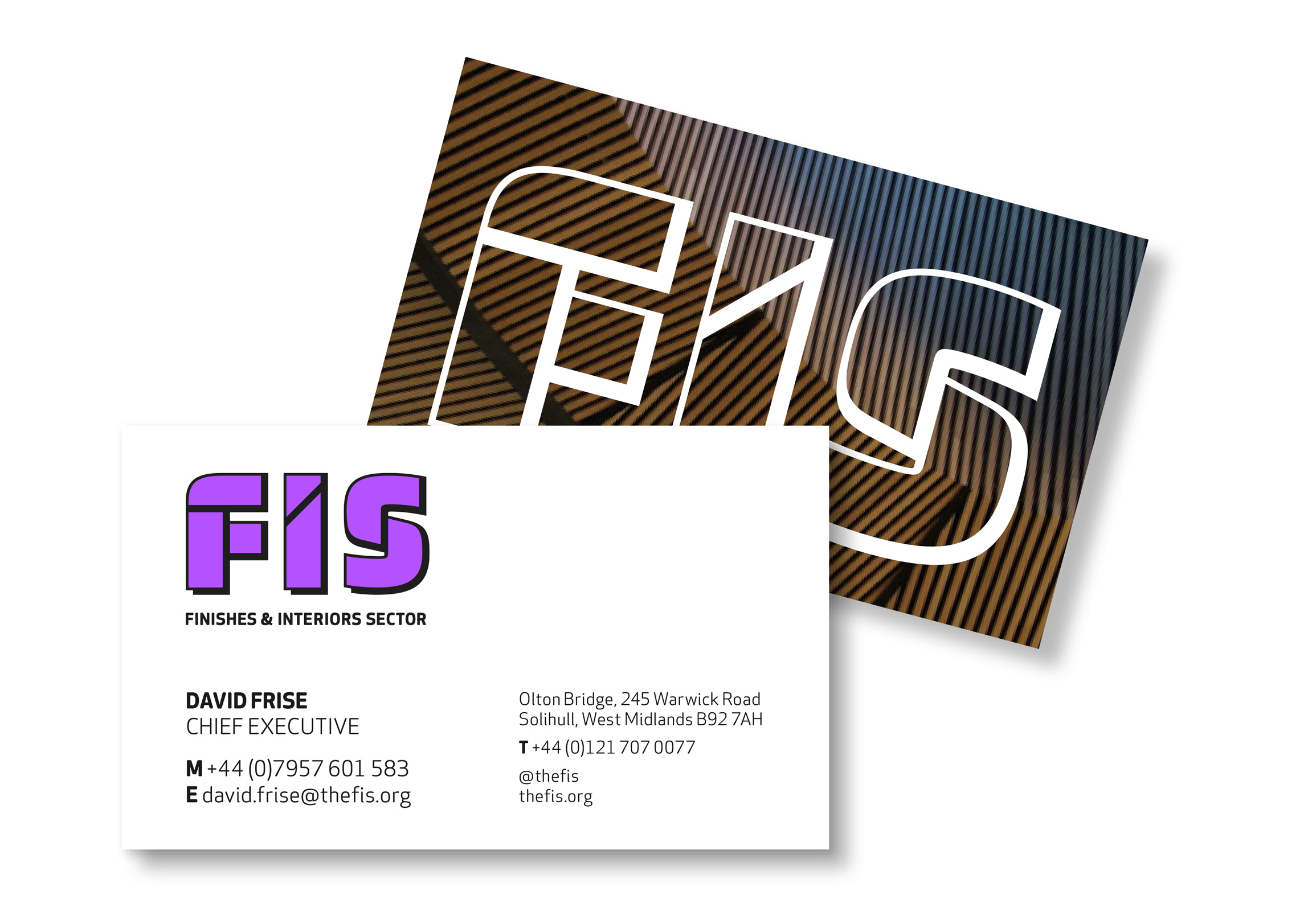FIS finishes and interiors sector rebrand business cards