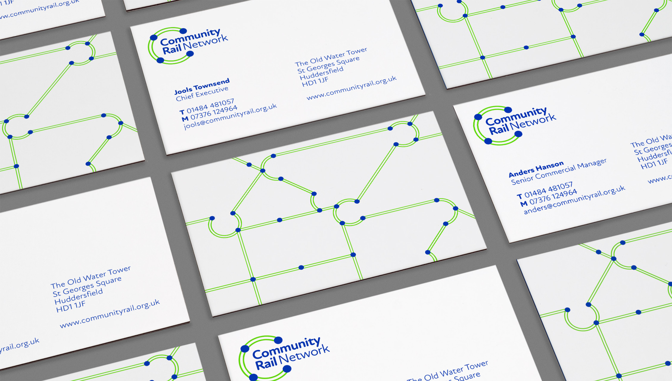 community rail network rebrand business cards