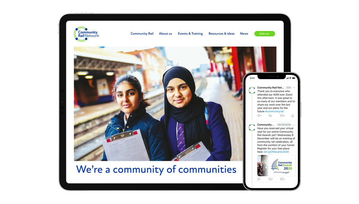 community rail network membership organisation rebrand digital website social media