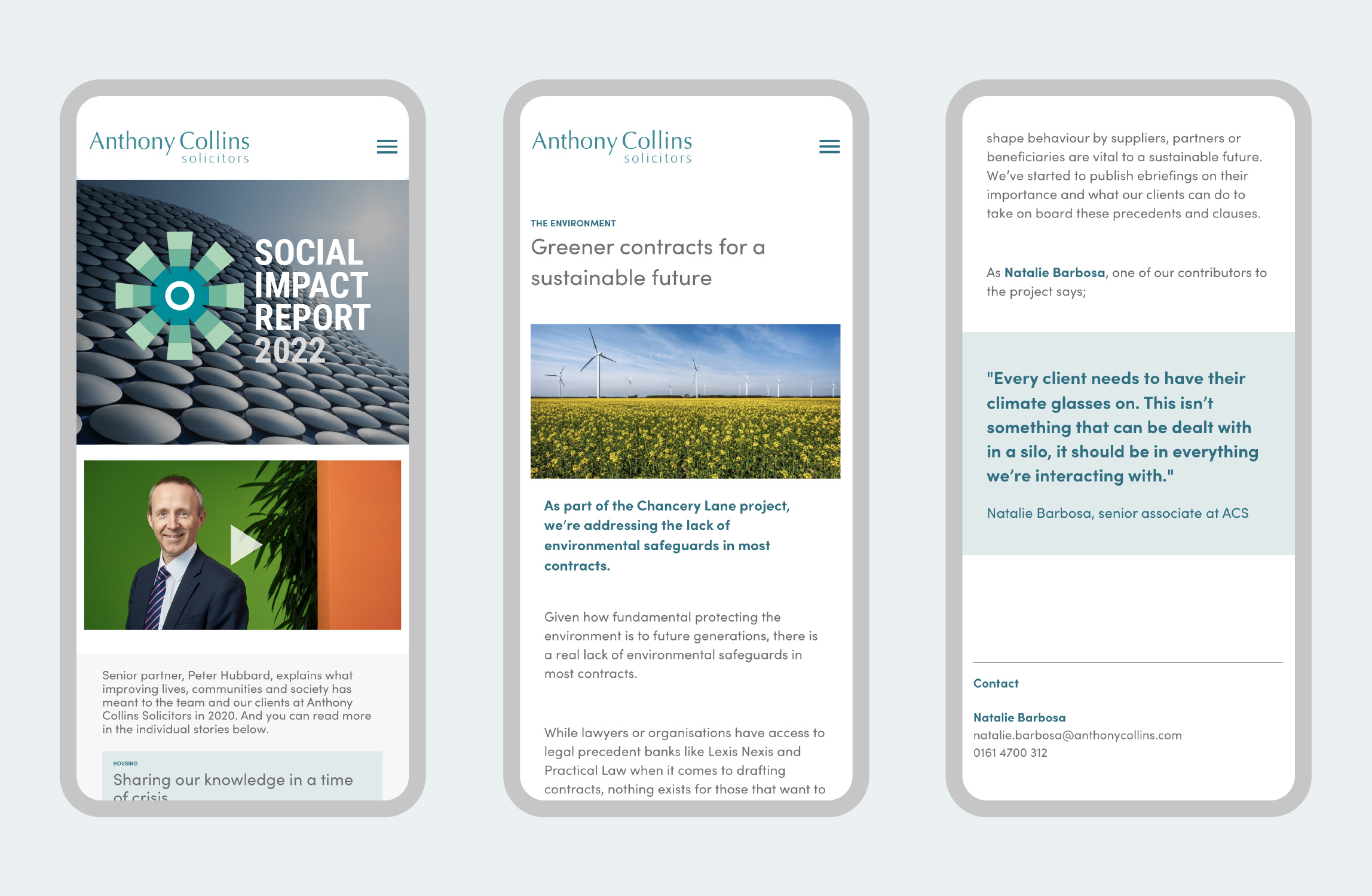 Anthony Collins Solicitors Social Impact Report social purpose mobile 3 up