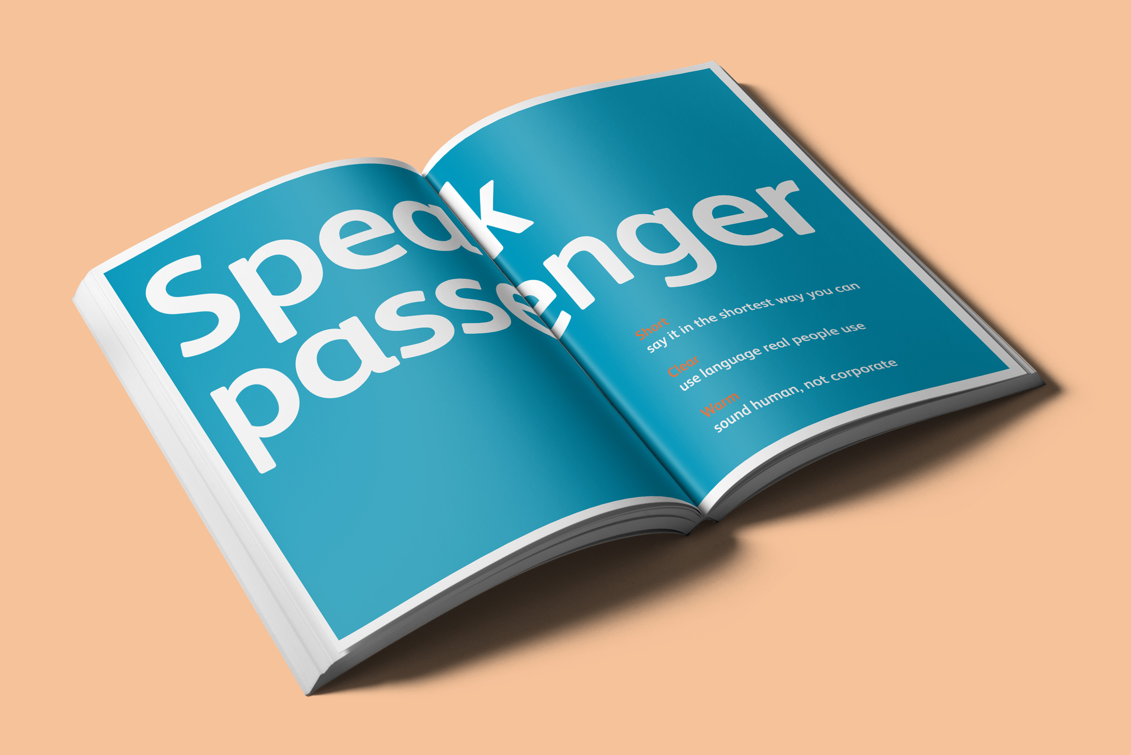 Network Rail Speak Passenger Tone of Voice book spread
