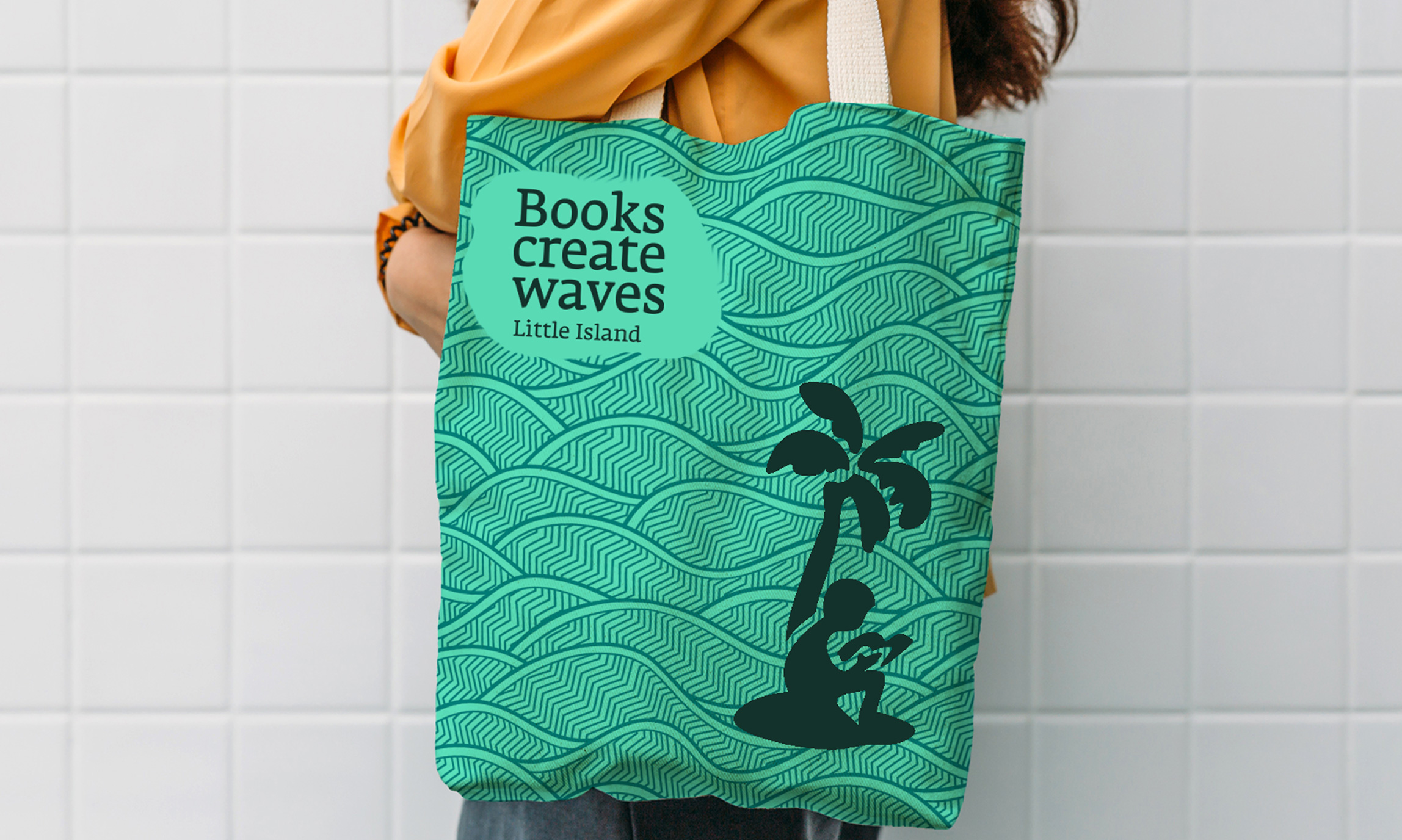 Little Island publishing logo symbol marketing on tote bag