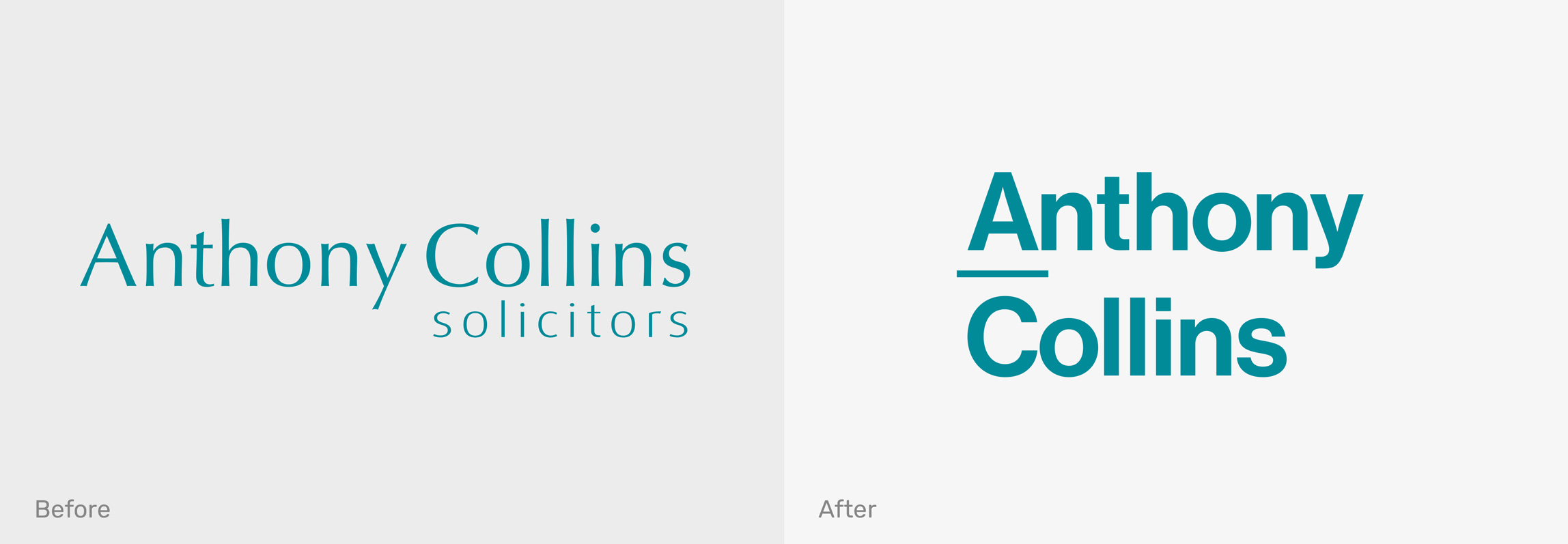 Anthony Collins Solicitors new logo before and after