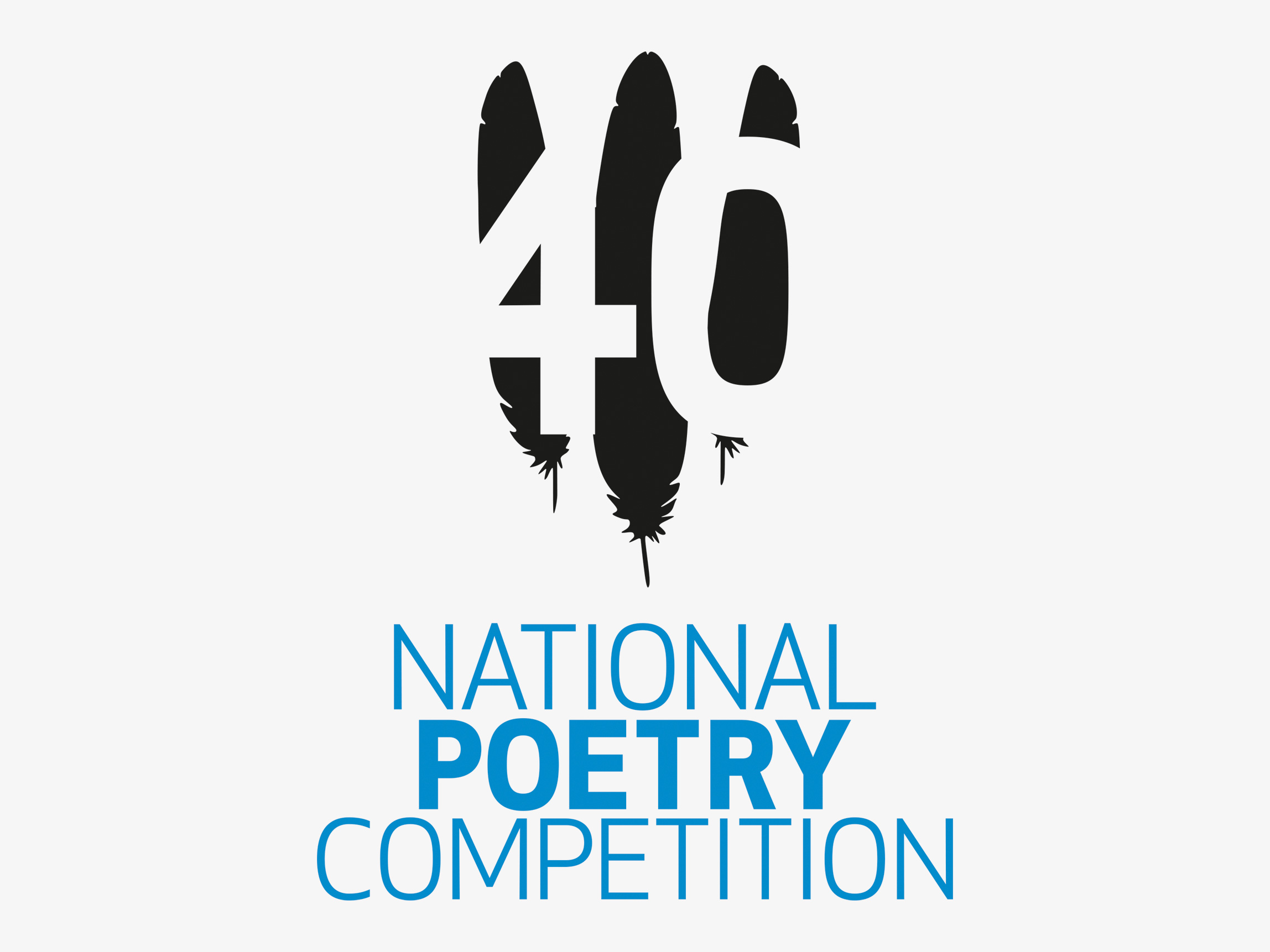 National Poetry Competition 40th anniversary logo with three feathers