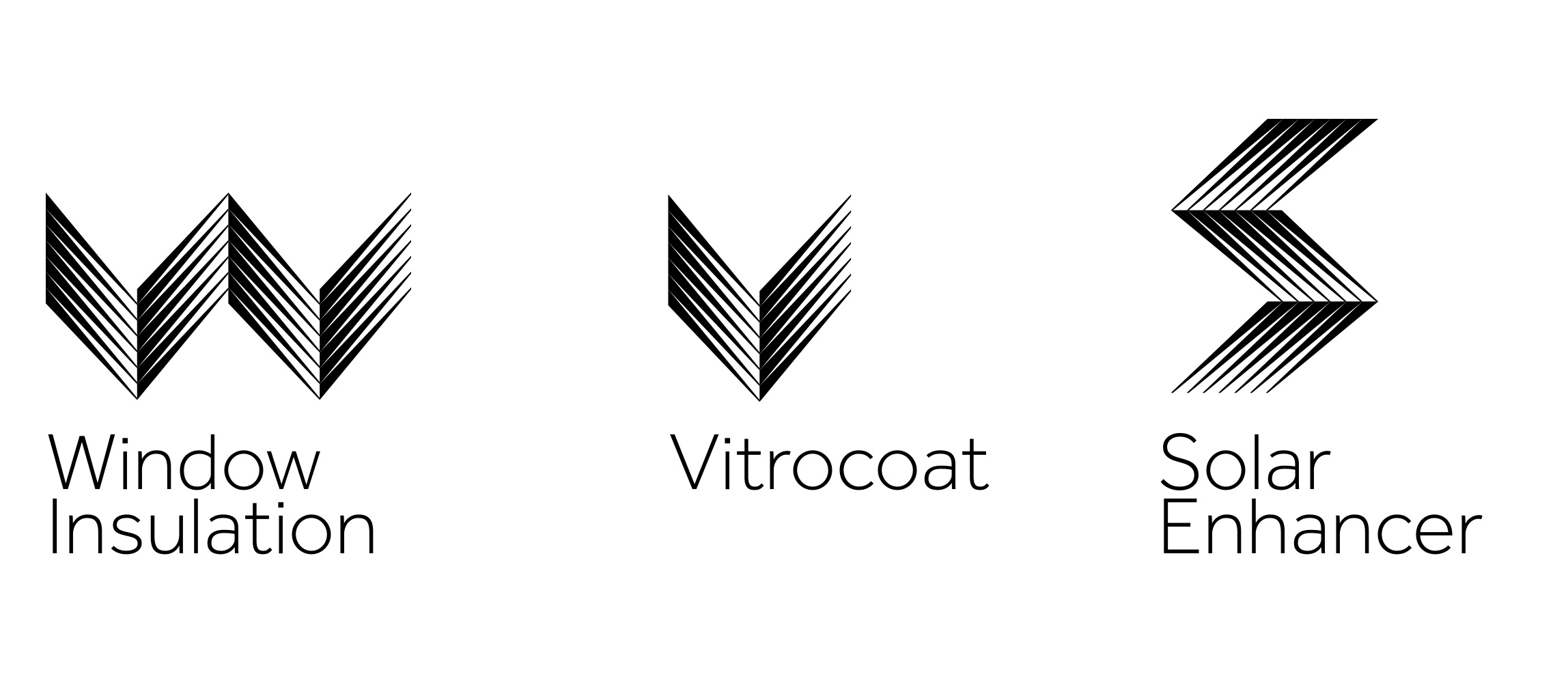 Window Insulation logo and sub-brands diagonal lines sub brands vitrocoat solar enhancer